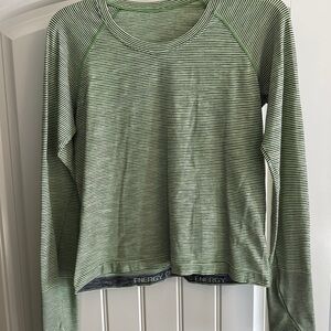 lululemon athletica Green Striped Long Sleeve Top